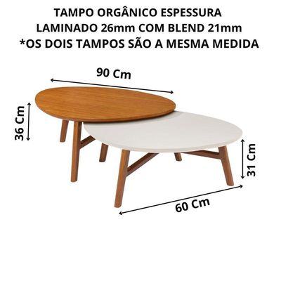Mesinha Centro Organica Manaus Base Madeira De Sala Kit C- 2