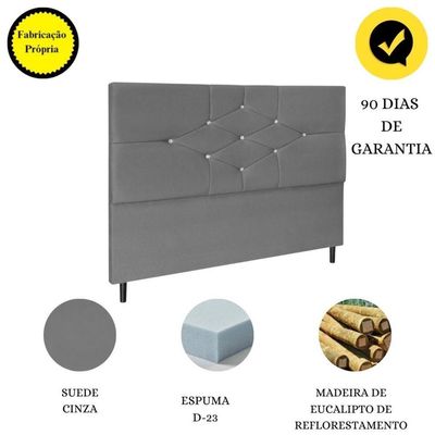 Cabeceira Cama Box Queen 160cm Virgínia Suede Cinza E Frame