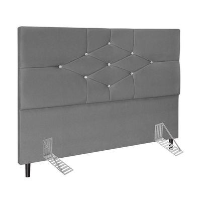 Cabeceira Cama Box Queen 160cm Virgínia Suede Cinza E Frame