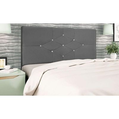 Cabeceira Cama Box Queen 160cm Virgínia Suede Cinza E Frame