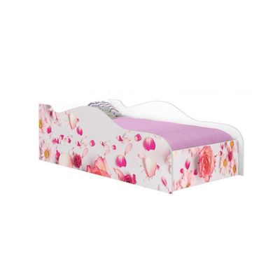 Cama Carro Fun Adesivada Rosas Solteiro