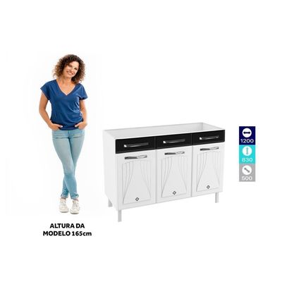 Balcão De Cozinha Aço Triplo Telasul Star New Preto P/ Pia