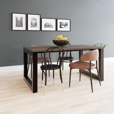 Mesa De Jantar Bronx 160x90x77cm Brmj9160 Terracota - Est.preta Terracota/est.preta