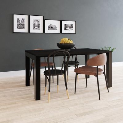 Mesa De Jantar Bronx U 160x90x77cm Brmj9160u Preto Tx - Est.preta Preto Tx/est.preta