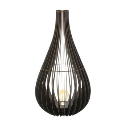 Abajur Grande De Chão Tulipa Mdf Luminária - Preto
