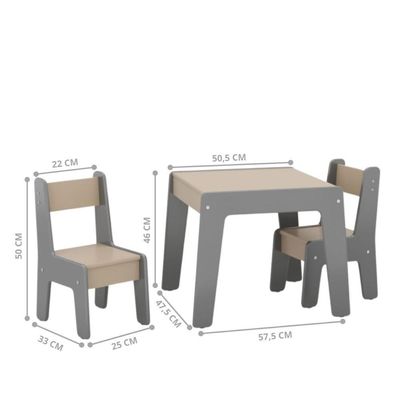Conjunto De Mesa Com 2 Cadeiras Goiania Cinza