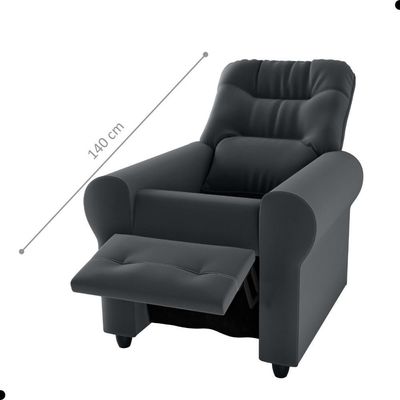 Poltrona Reclinável Para Descanso Guaíra Veludo Cinza