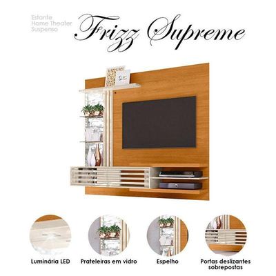Estante Home Theater Suspenso Com Aparador Frizz Supreme Cinamomo Off White – Madetec