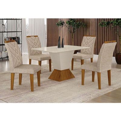 Mesa De Jantar Larissa 120x80 Off White Freijó - Leifer Móveis