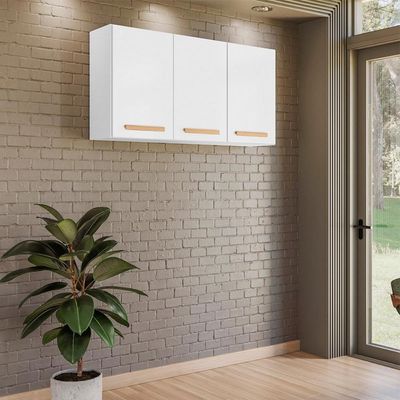 Armario Aereo De Cozinha Intenza 120 Cm Com 3 Portas Branco