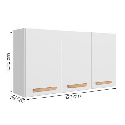 Armario Aereo De Cozinha Intenza 120 Cm Com 3 Portas Branco