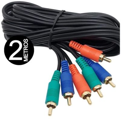 Cabo Rca Video 3+3 Componentes Dourada Sem Perdas 2 Metros