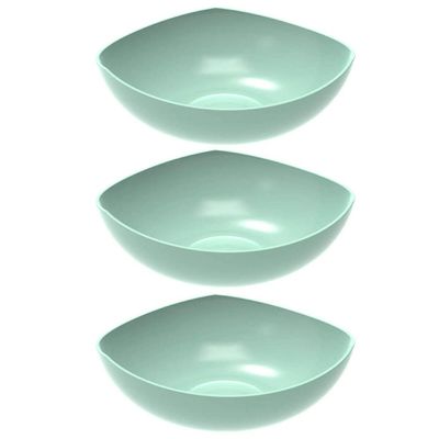 Kit 3 Tigelas Saladeira Verde Menta Trio Plástica Crippa Salada Sobremesa Buffet Restaurante