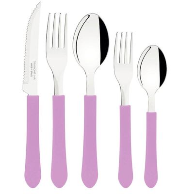 Faqueiro 20 Peças Tramontina Leme Lavanda 4 Pessoas Aço Inox com Pote