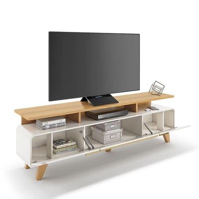 Rack Bancada Essenza E Painel Link 2.0 Com Mesa De Centro Sky Off White Cinamomo – Hb Móveis