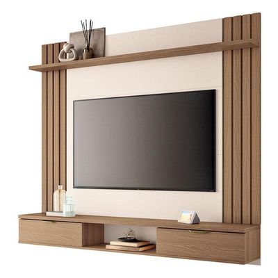 Painel Para Tv Home Suspenso Solus Castanho Off White – Hb Móveis