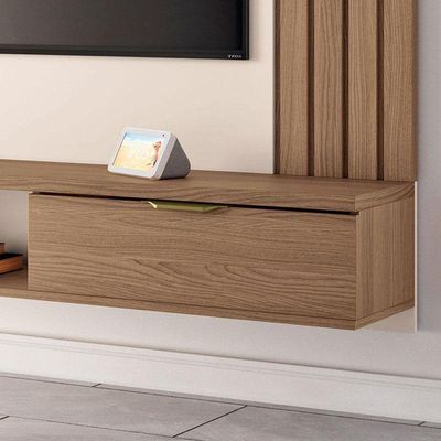 Painel Para Tv Home Suspenso Solus Castanho Off White – Hb Móveis