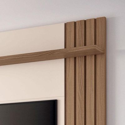 Painel Para Tv Home Suspenso Solus Castanho Off White – Hb Móveis