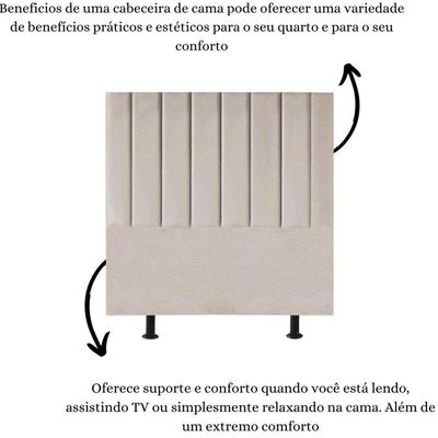 Cabeceira Estofada Cama Solteiro 90 Cm Sophia Carla Suede bege