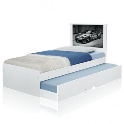 Cama Bibox Solteiro Carro Sport Chumbo Com Colchões