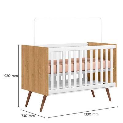 Berço Americano Q Encanto 3820 Retrô Freijó Toq Branco Acetinado - Qmovi