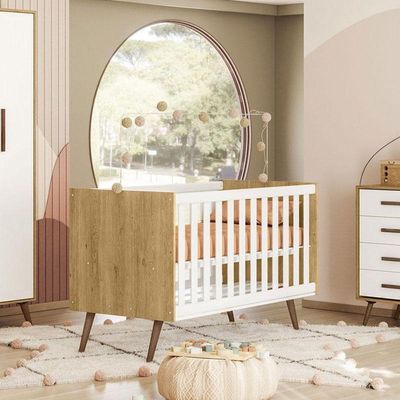 Berço Americano Q Encanto 3820 Retrô Freijó Toq Branco Acetinado - Qmovi