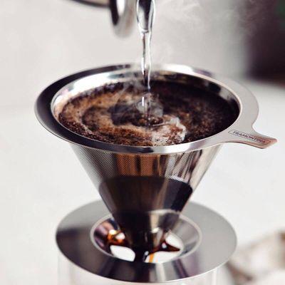 Coador de Café Tramontina em Aço Inox Reutilizável Filtro Alça 11x8cm Passador