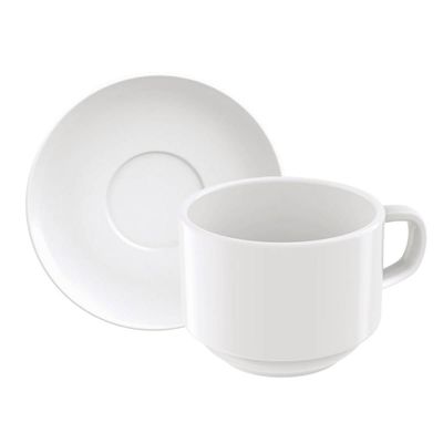 Conjunto de Xicara e Píres Porcelana 240ml Chá Paola Tramontina 2 Peças
