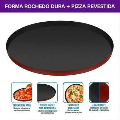 Forma de Pizza Rochedo Dura+ 35cm Vermelho Vermelho