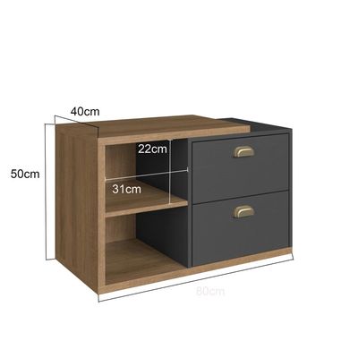 Gabinete de Banheiro Suspenso 80cm Helena com 02 Gavetas Mel/Grafite sem Cuba
