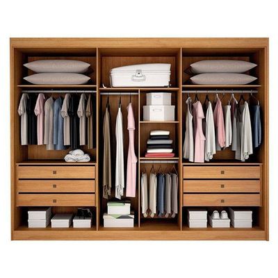 Guarda Roupa Casal 3 Portas 3 Espelhos São Paulo Gold Cinamomo – Leifer Móveis