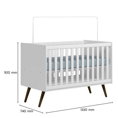 Berço Americano 3820 E Guarda Roupa 3830 Q Encanto Retrô Branco Acetinado Com Colchão Ortobom - Qmovi