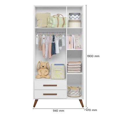 Berço Americano 3820 E Guarda Roupa 3830 Q Encanto Retrô Branco Acetinado Com Colchão Ortobom - Qmovi