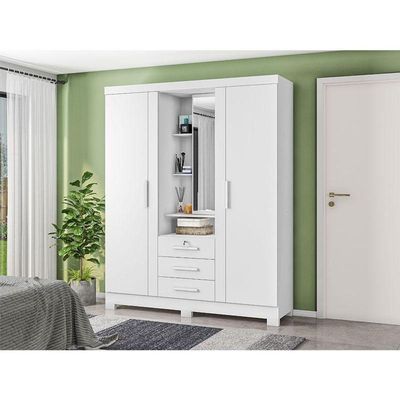 Guarda Roupa Solteiro Capelinha Premium 3 Portas Branco – Zanzini
