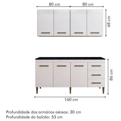 Cozinha Completa Atenas 7 Portas 3 Gavetas Kaiki Móveis - Branco
