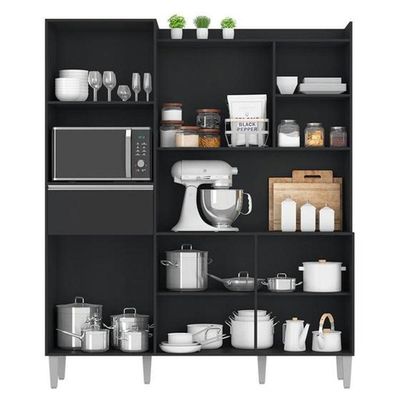Kit De Cozinha Compacta 160cm Isabel Com 5 Portas Preto