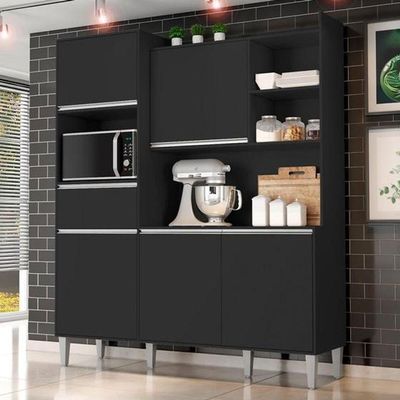 Kit De Cozinha Compacta 160cm Isabel Com 5 Portas Preto