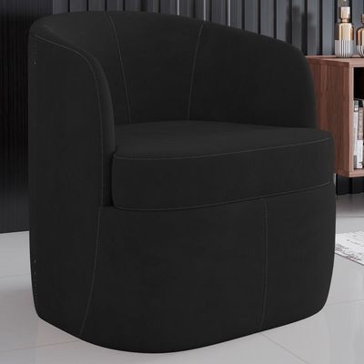 Poltrona Giratória Decorativa Para Sala Dandara K04 Veludo Preto - Mpozenato