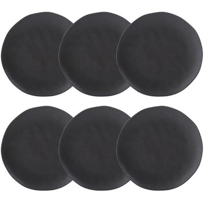 Jogo 6 Pratos Rasos Orgânicos Preto 26,5cm Cerâmica Stoneware Sushi Sashimi Porto Brasil