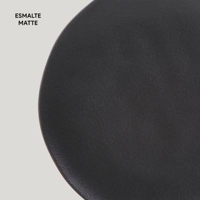 Jogo 6 Pratos Rasos Orgânicos Preto 26,5cm Cerâmica Stoneware Sushi Sashimi Porto Brasil