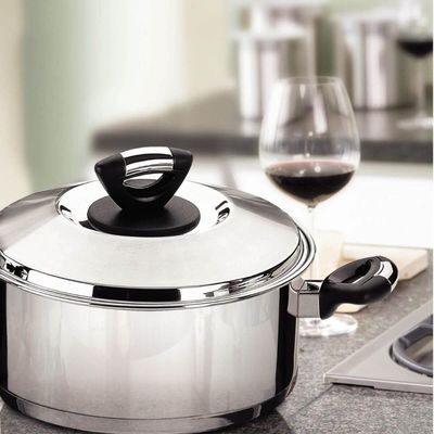Jogo de 6 Panelas Tramontina Solar Aço Inox Fundo Triplo Baquelite Cabos