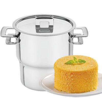 Cuscuzeira Inox Tramontina Brava Alças Tampa 14cm 2,1L Panela Cuscuz