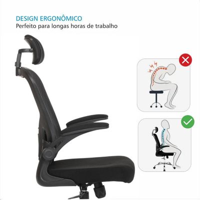 Cadeira De Escritorio Presidente Giratória Ergonômica Mesh