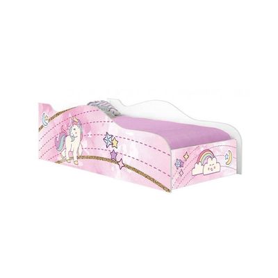 Cama Carro Fun Adesivada Unicónio Rosa Solteiro