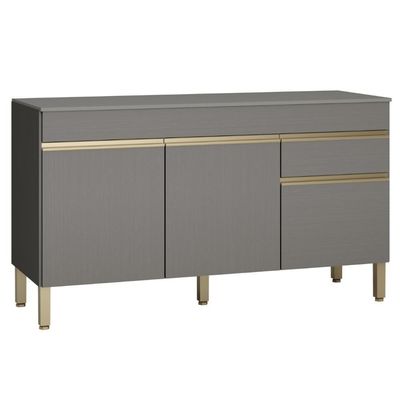 Balcão Com Tampo E 3 Portas Leicester Gris