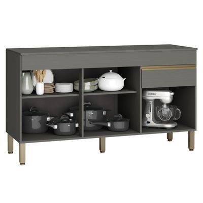 Balcão Com Tampo E 3 Portas Leicester Gris