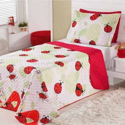 Kit Cobre Leito Dupla Face Infantil 2 Peças no tema Joaninha