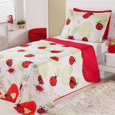 Kit Cobre Leito Dupla Face Infantil 2 Peças no tema Joaninha