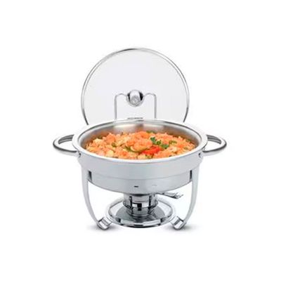 Rechaud Banho-Maria Tramontina Inox com Tampa de Vidro - 4L - 28cm Inox e Transparente