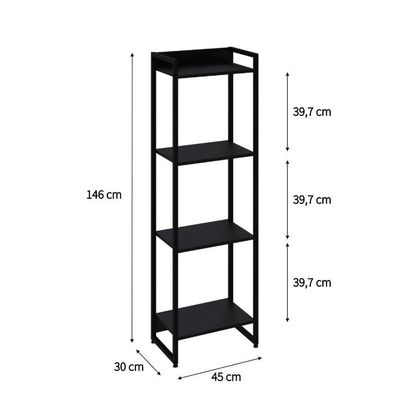 Estante Dynamica 45x30x146cm C/04 Prateleiras Preto ônix / Est.preta Preto ônix / Est.preta